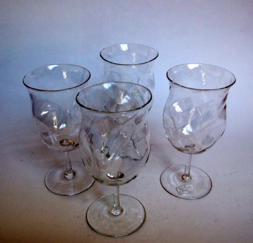 A Rare Set of Four Dimpled Glasses. Whitefriars or Walsh.