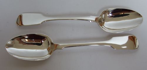 A Handsome Pair of Early Victorian Silver Serving Spoons.