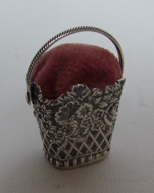 A Rare Georgian Silver 'Basket' Pincushion.