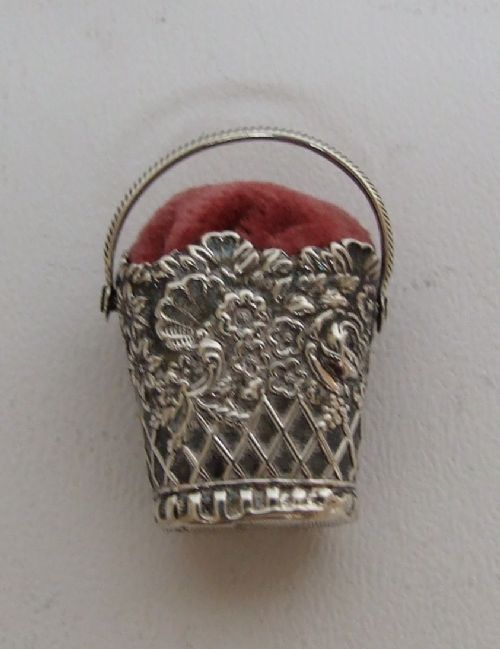 fig 1. A rare Georgian silver 'basket' pincushion.