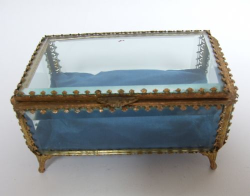 fig 1. A gorgeous glass and gilt vintage trinket box.