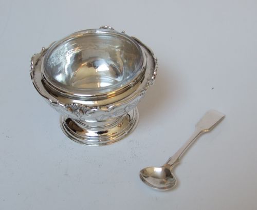 A Gorgeous Silver Condiment Tub and Spoon by Goldsmiths & Silversmiths Co.