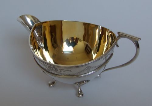 fig 1. A superb Edwardian silver gilt cream boat.