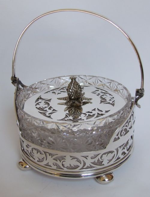 A Gorgeous Edwardian Silver Plated and Cut Glass Lidded Dish and Stand.