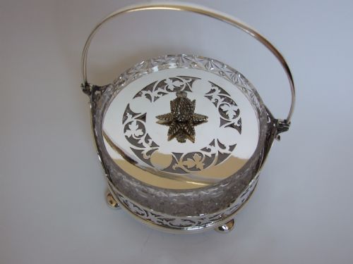 fig 1. A gorgeous Edwardian silver plated and cut glass lidded dish and stand.