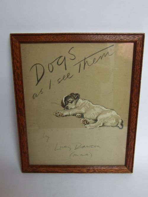 A Rare Framed Original Dust Jacket from 'Dogs as I See Them' by Lucy Dawson.