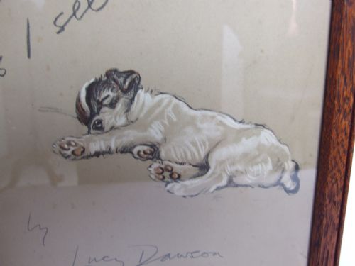 fig 1. A rare framed original dust jacket from 'Dogs as I see them' by Lucy Dawson.