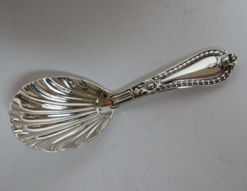 A Rare Victorian Silver Grecian Pattern Caddy Spoon.