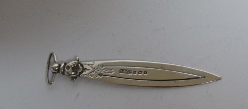 An Unusual Edwardian Silver Bookmark with Acanthus Terminal.