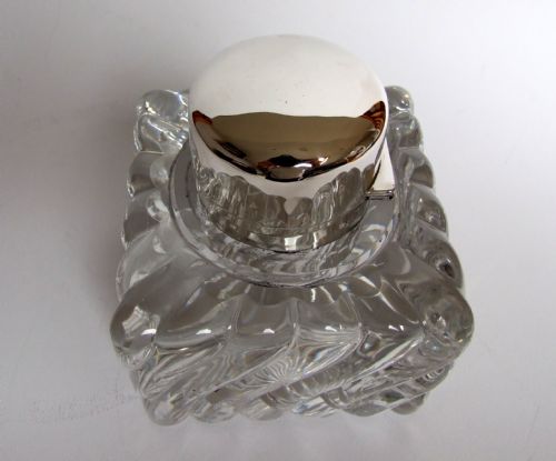 fig 2. A magnificent Victorian silver mounted glass inkwell & paperweight. 
