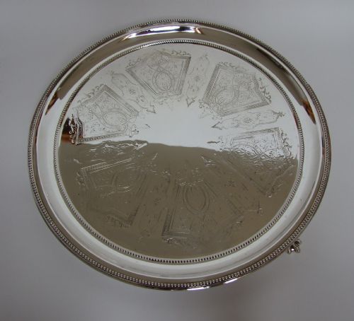fig 1. A large Victorian silver plated salver.