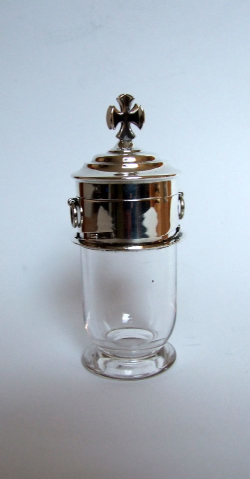 A Rare Silver & Glass Travelling Communion Set.