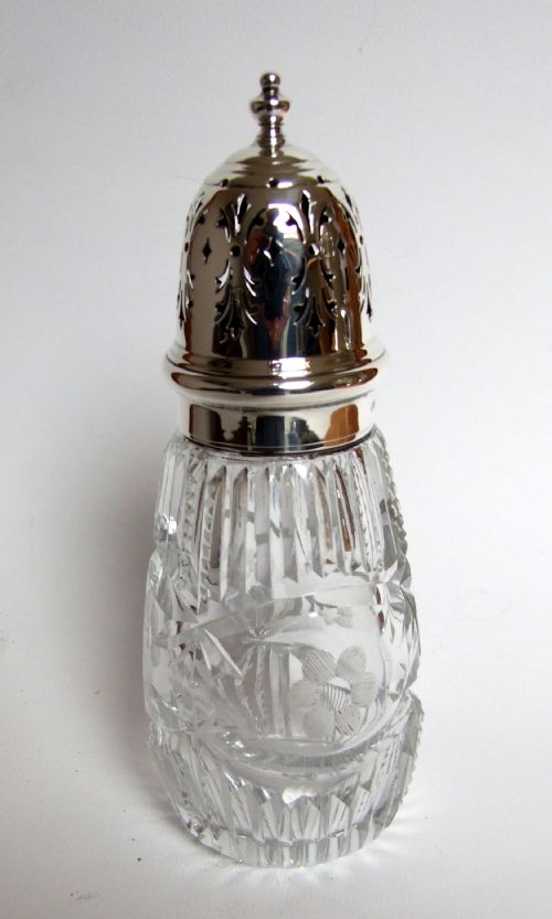 A Gorgeous Silver Mounted & Cut Glass Sugar Caster.