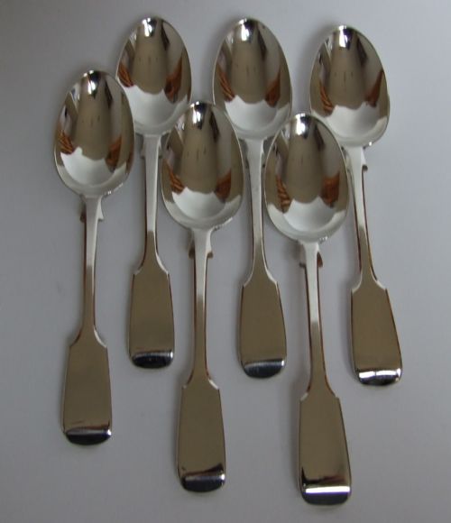 An Excellent Set of Six Victorian Silver Dessert Spoons.