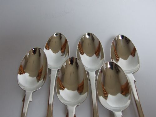 fig 1. An excellent set of six Victorian silver dessert spoons.