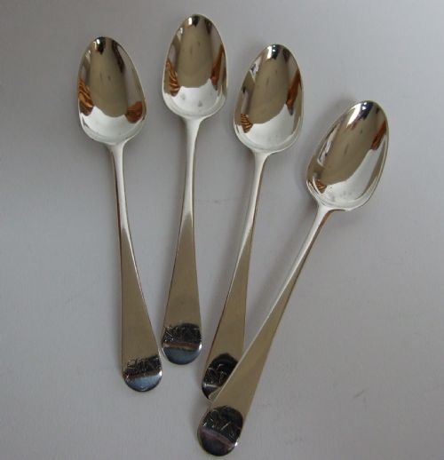 A Lovely Set of Four 18th Century Silver Teaspoons.