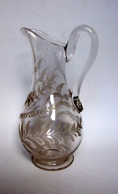 A Superb Victorian Fern Etched Wine Jug.