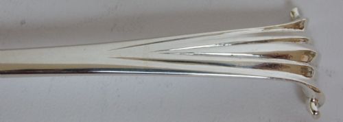 fig 1. An extremely rare pair of George II Onslow pattern silver serving spoons.