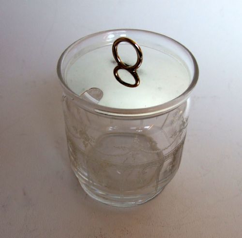 fig 1. A charming small silver & glass etched preserve jar.
