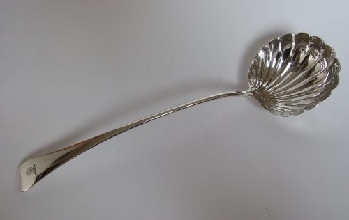 A Superb 18th Century Silver Soup Ladle.