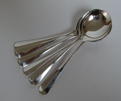 A Set of Six Silver Plated Rat-tail Soup Spoons.