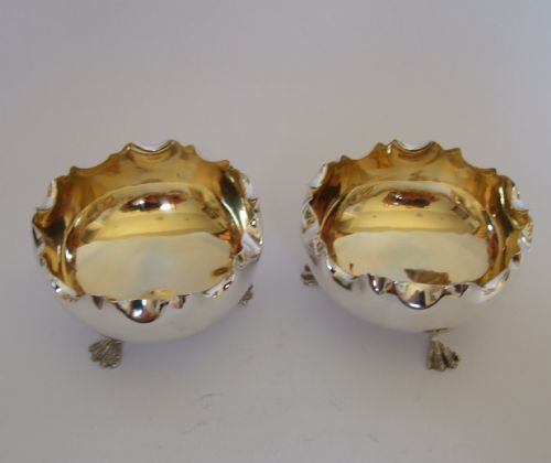 A Fine Pair of Edwardian Silver Gilt Condiment Tubs.