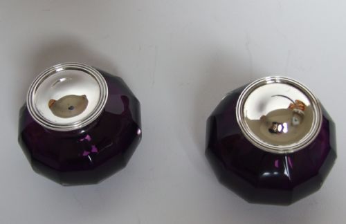 fig 1. A stunning pair of silver & amethyst glass inkwells.