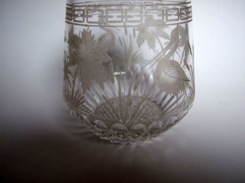 fig 1. A superb stork engraved Victorian preserve pot.