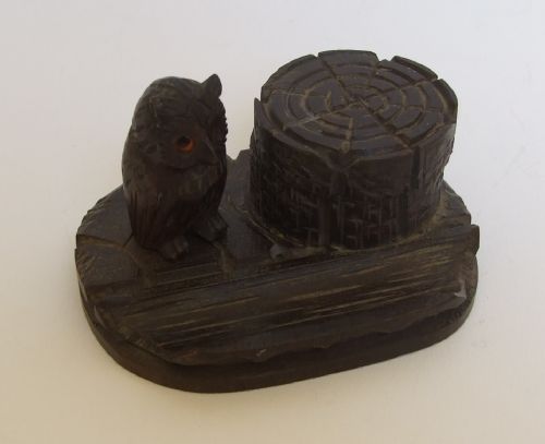A Rare Black Forest Owl Inkwell.