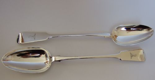 A Rare Pair of Newcastle Silver Stuffing/basting Spoons