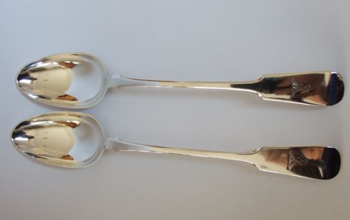 fig 1. A rare pair of Newcastle silver stuffing/basting spoons
