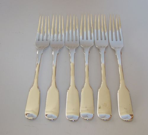 A Good Set of Six Early Victorian Silver Dessert Forks.