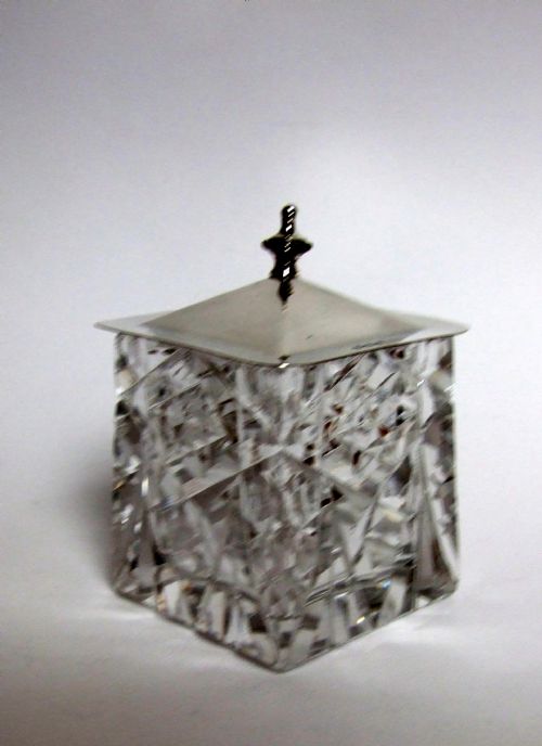 An Unusual Silver Lidded 'Pagoda' Style Preserve Jar.