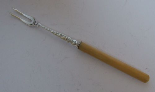 A Gorgeous Mid-victorian Silver Pickle Fork.