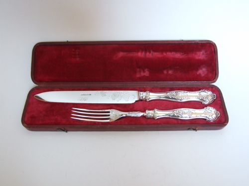 A Fabulous William IV Boxed Silver Serving Set.