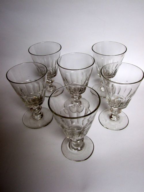 A Fabulous Set of Six Cut Glass Wine Goblets.