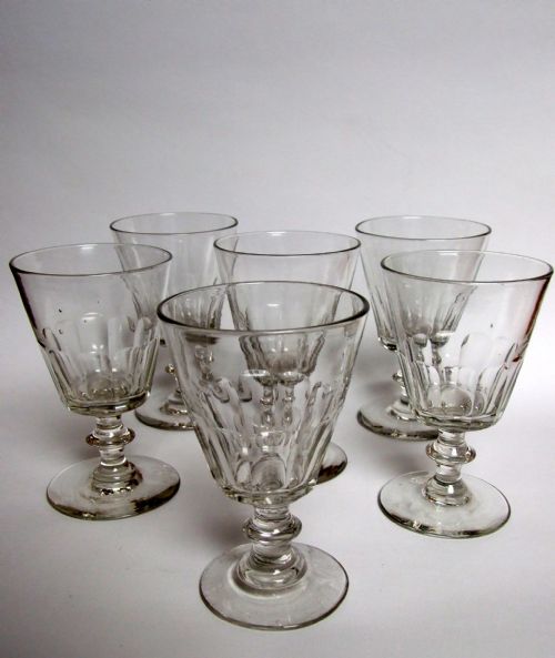fig 1. A fabulous set of six cut glass wine goblets.