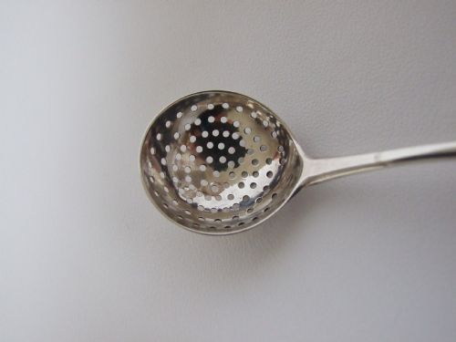 fig 1. A rare Onlsow pattern 18th Century spice sifting spoon.