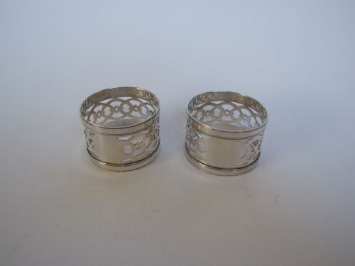 fig 1. A good pair of George V pierced silver napkin rings.