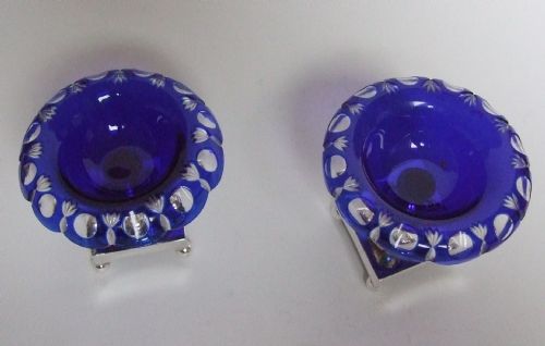 fig 1. A stunning pair of cut glass and silver plated condiment stands.