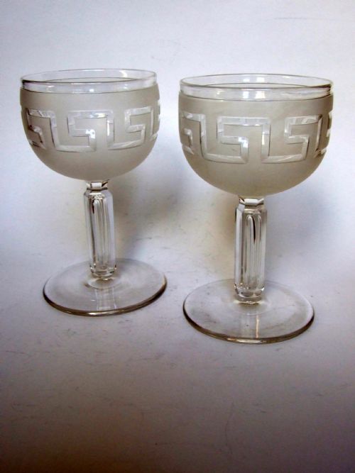 Gorgeous Pair of Victorian Frosted Goblets.