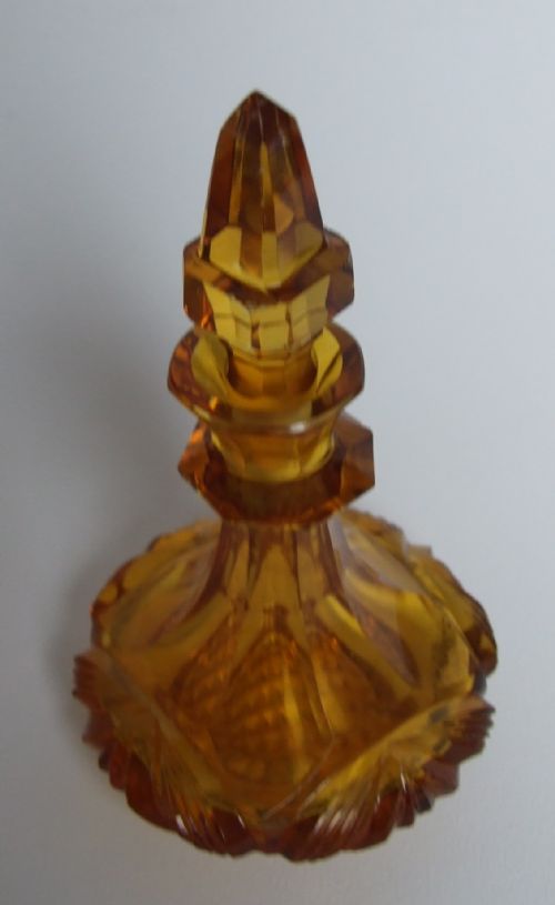 fig 1. A Victorian gothic amber glass scent bottle.
