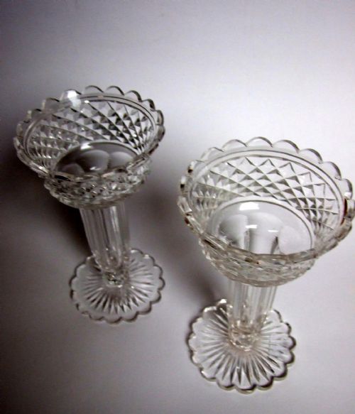 fig 1. A delightful pair of Edwardian cut glass hyacinth vases.