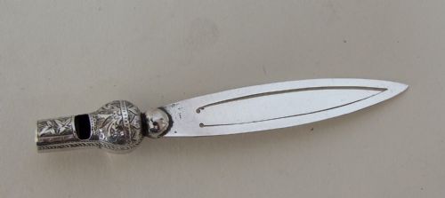 A Rare Victorian Silver Whistle/bookmark Combination