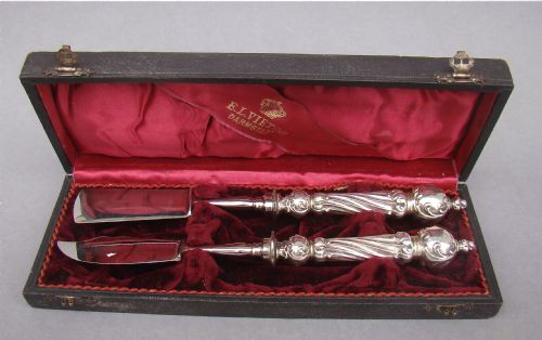 Unusual German Silver Cased Cheese Serving Set. 19th Century.