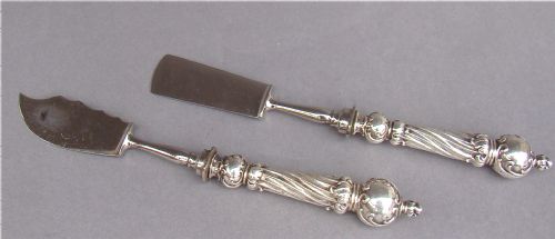 fig 1. Unusual German silver cased cheese serving set. 19th Century.