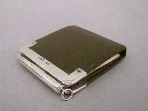 fig 1. An exquisite Victorian silver mounted aide memoire/coin purse.