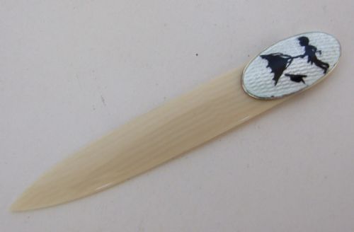 An Unusual Silver, Enamel and Ivory Bookmark.
