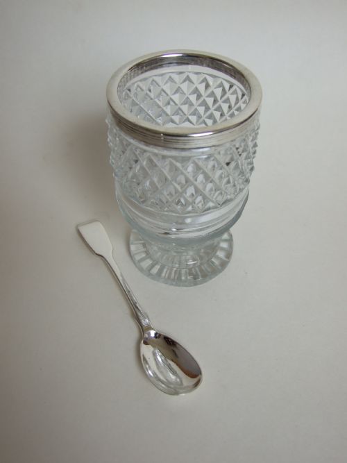 fig 2. A rare Georgian silver mounted dry mustard and spoon.