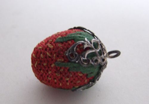 A Rare Victorian Silver Strawberry Pincushion.
